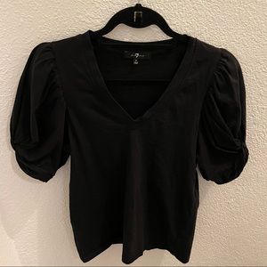 7 For All Mankind black puff sleeve top Sz S
